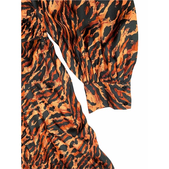 SANDRO Animal Printed Long Sleeve Dress Wildcat Fawn  40 Size 8 NWT - Picture 7 of 12